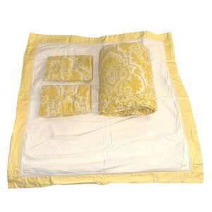Pottery Barn Viola Paisley Duvet Sham Set Queen Yellow Cotton Coastal Cottage
